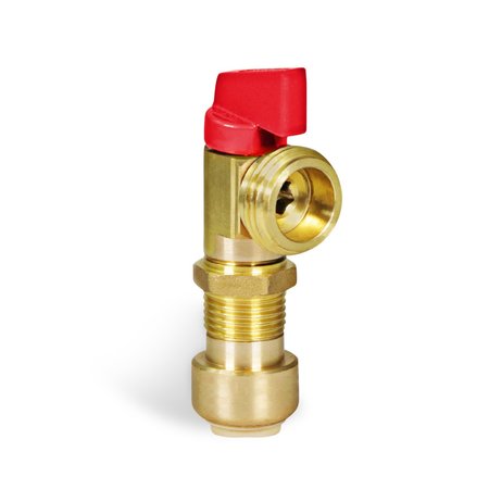 EVERFLOW Washing Machine Replacement Valve 1/2" Push-Fit Inlet x 3/4" MHT Outlet, Brass, For Hot Water Supply 540U